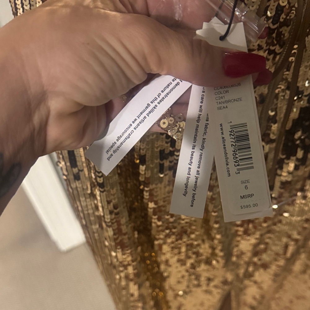 Alice + Olivia Metallic Strapless Dress - Picture 6 of 8